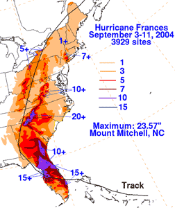 Hurricane Frances Rainfall - Hydrologic Prediction Center, NOAA